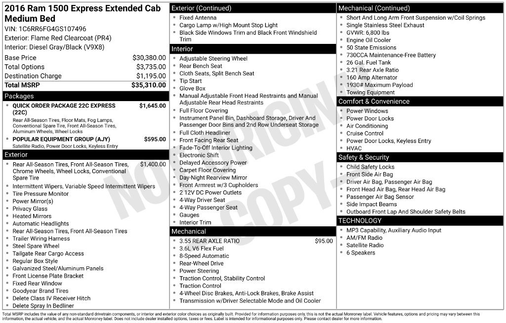Used 2016 Ram 1500 Tradesman/Express Truck Quad Cab