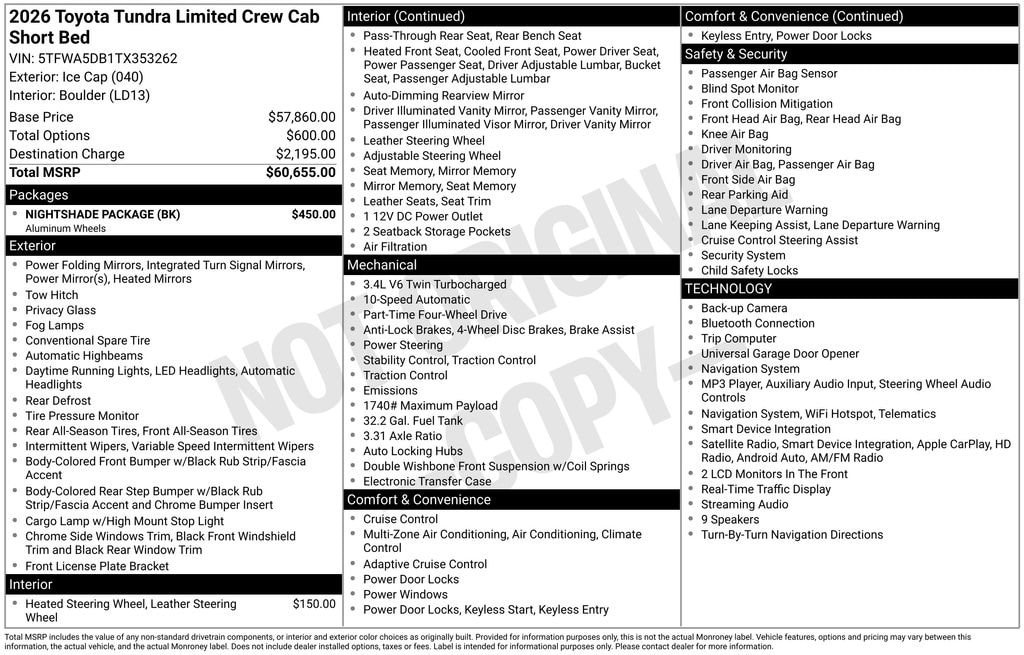 Used 2026 Toyota Tundra Limited Truck CrewMax