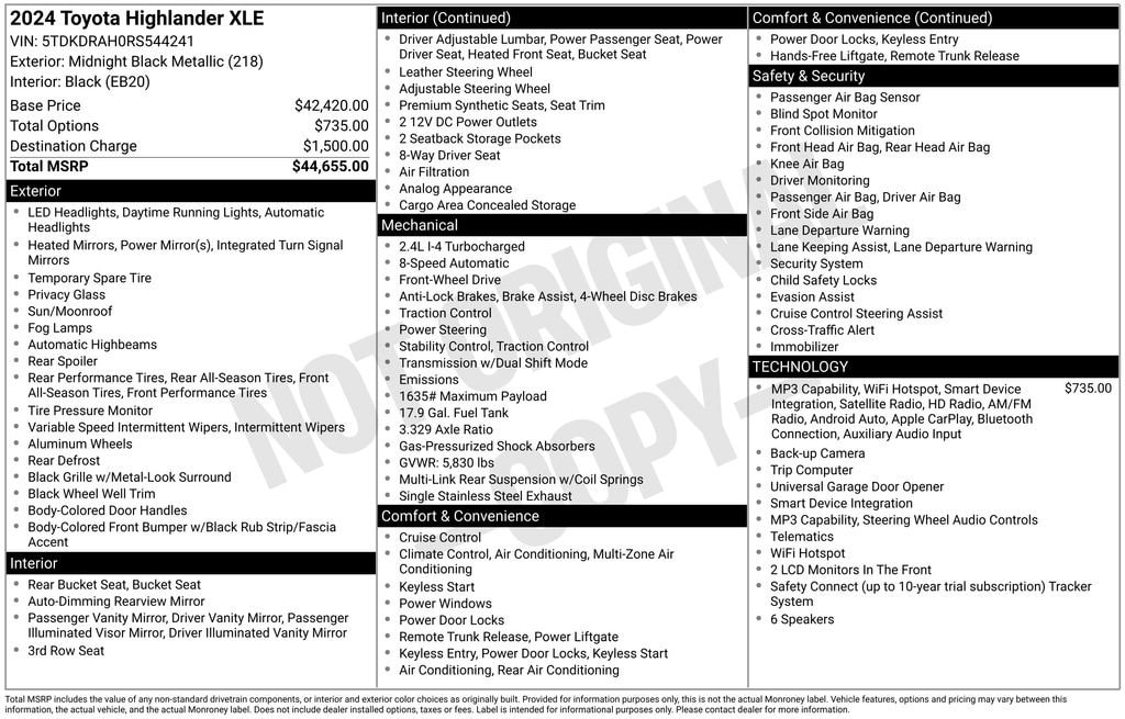 Certified 2024 Toyota Highlander XLE SUV