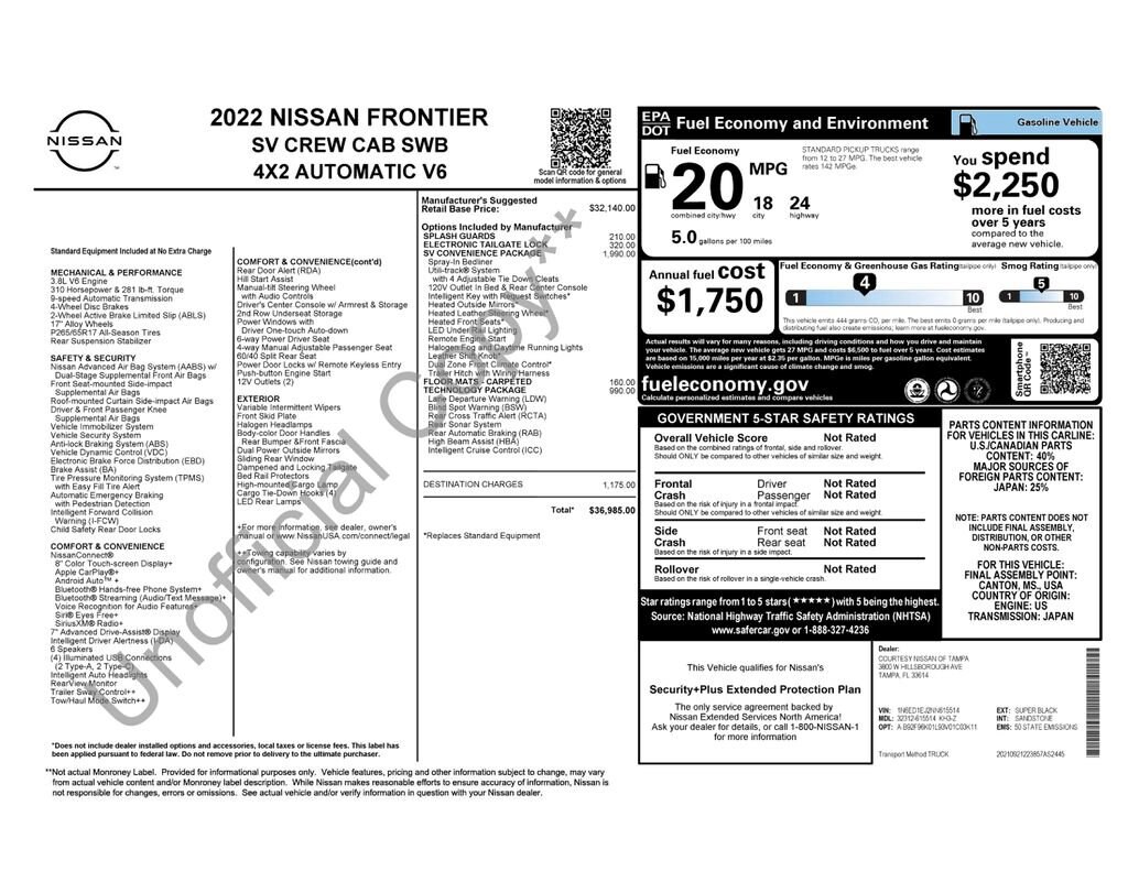 Used 2022 Nissan Frontier SV Truck Crew Cab