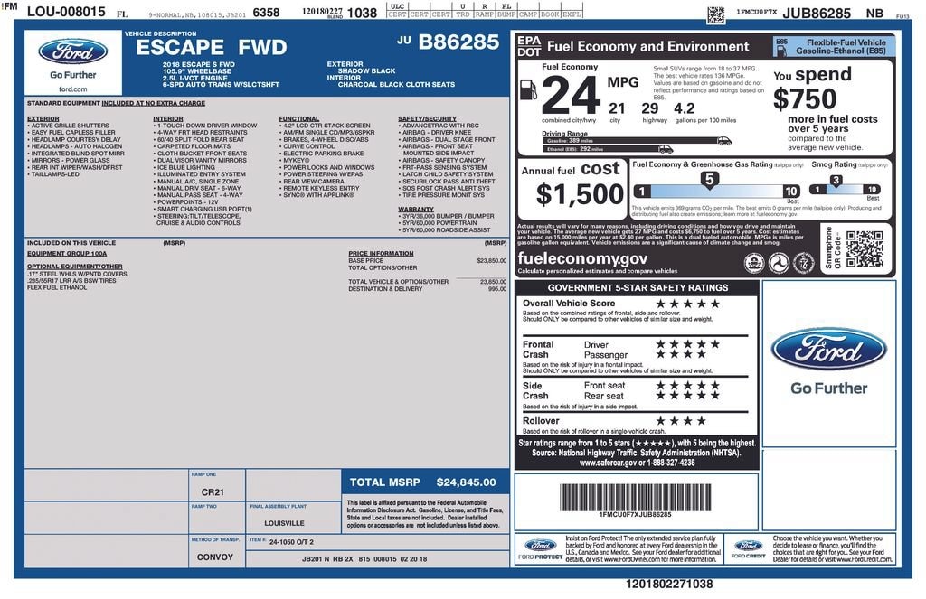 Used 2018 Ford Escape S SUV