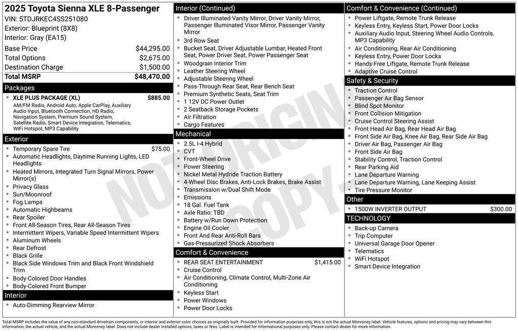 Used 2025 Toyota Sienna XLE 8 Passenger Van Passenger Van