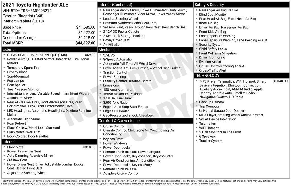Used 2021 Toyota Highlander XLE SUV