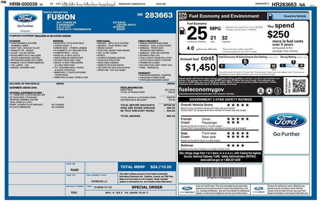 Used 2017 Ford Fusion SE Sedan