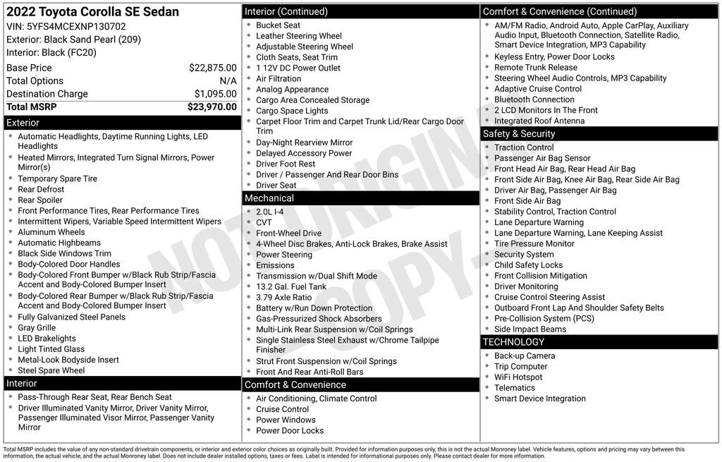 Used 2022 Toyota Corolla SE Sedan