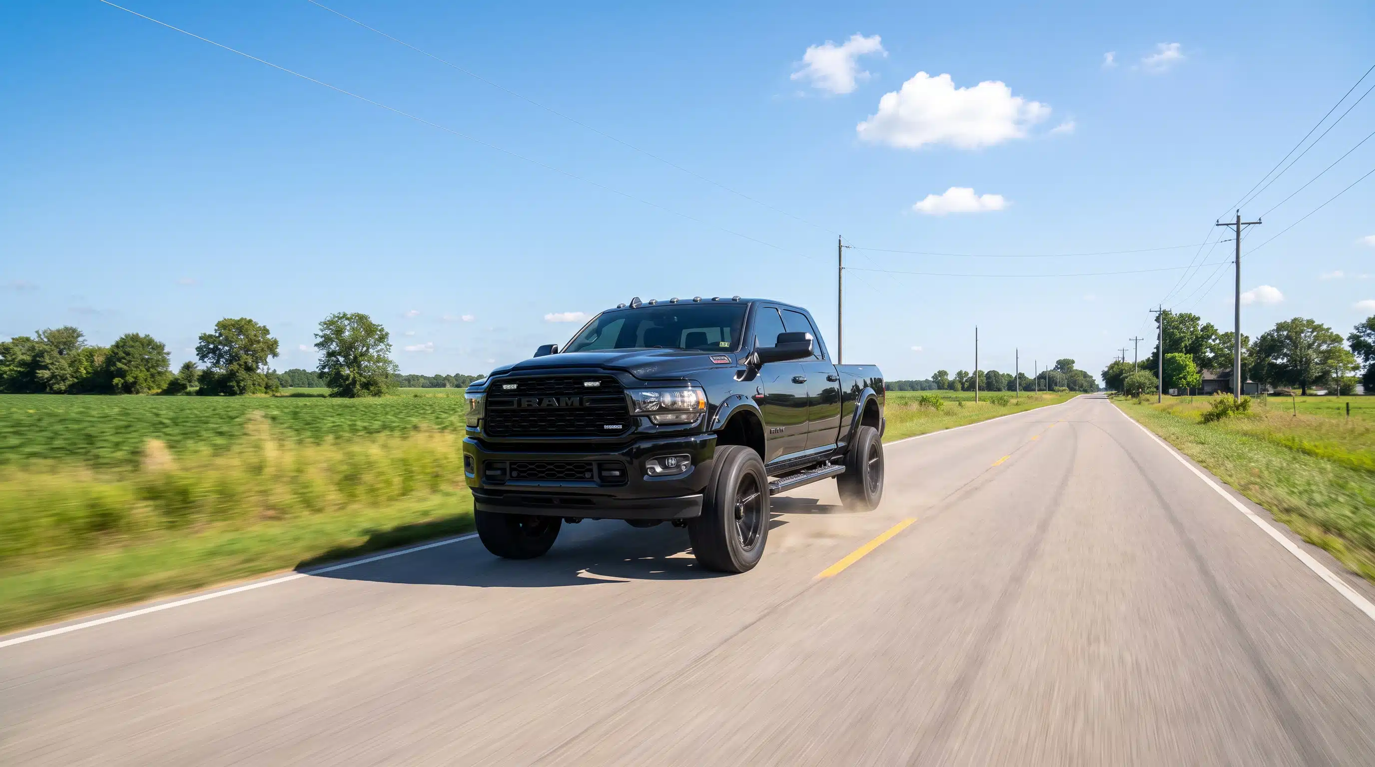 Lifted RAM truck with increased ground clearance at Gibson Truck World in Sanford, FL