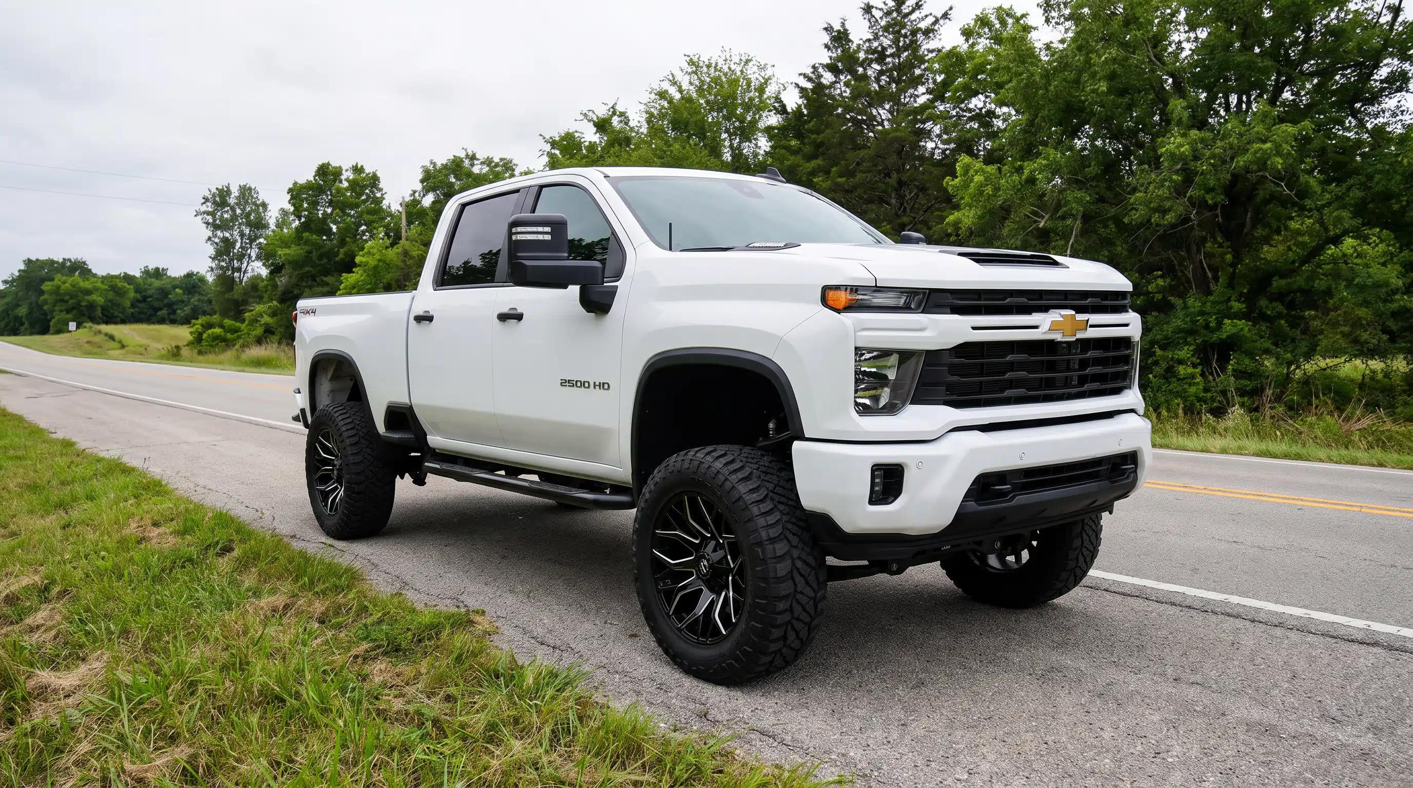 Lifted Chevy Silverado with added ground clearance at Gibson Truck World in Sanford, FL