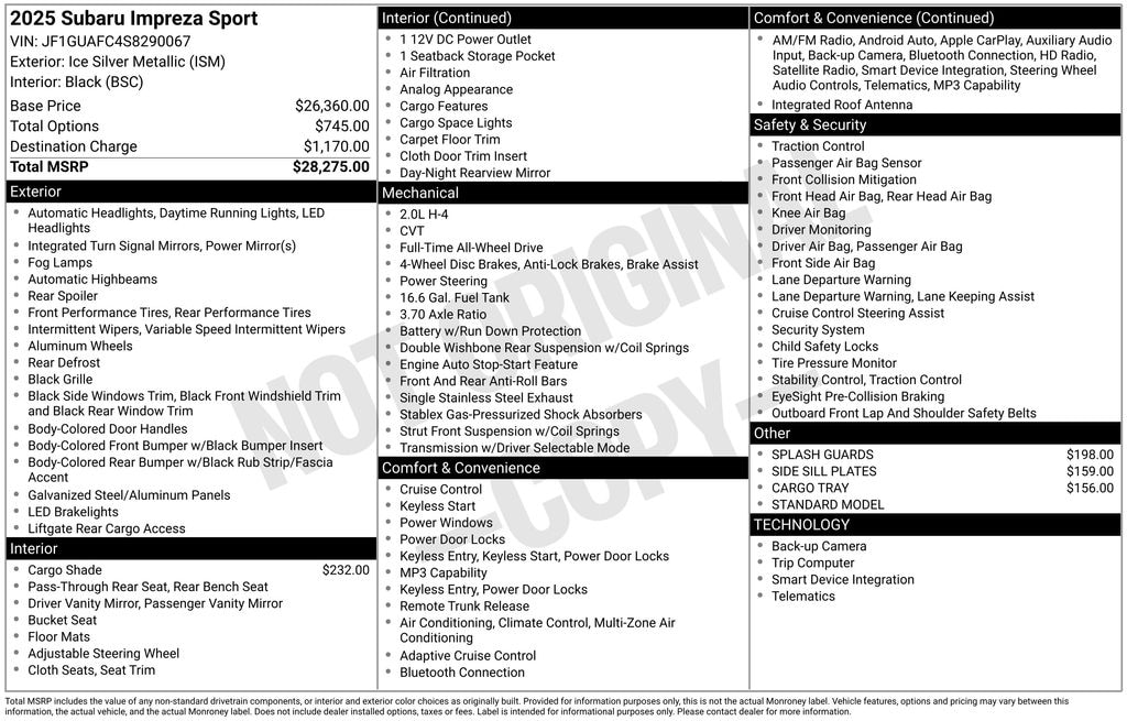 New 2025 Subaru Impreza Sport Hatchback
