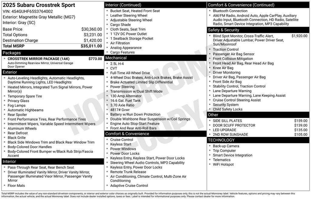New 2025 Subaru Crosstrek Sport SUV