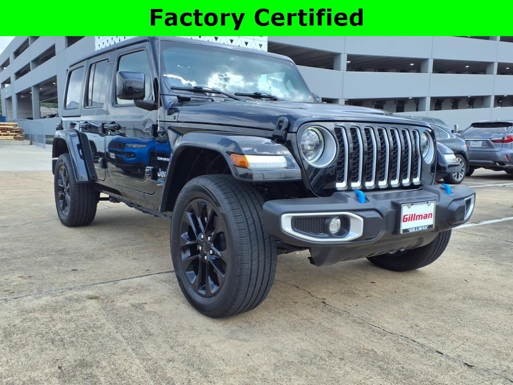 Certified 2023 Jeep Wrangler 4xe Sahara 4XE with VIN 1C4JJXP68PW641148 for sale in Houston, TX