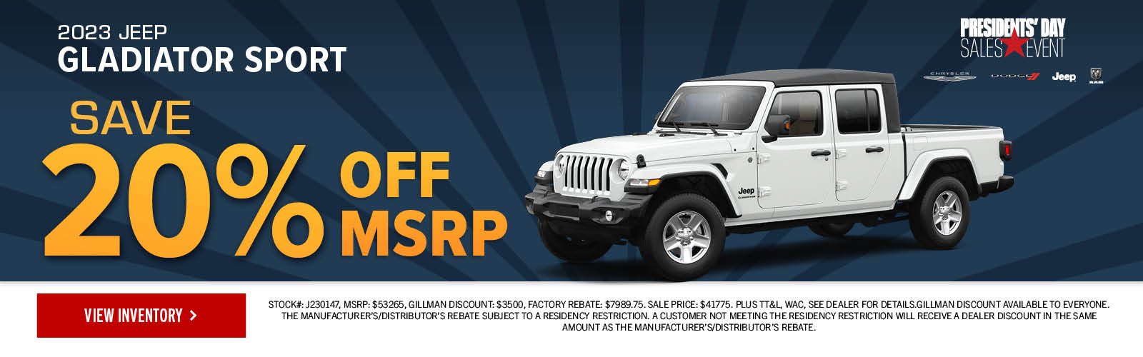 New Vehicle Specials Gillman Chrysler Jeep Dodge Ram