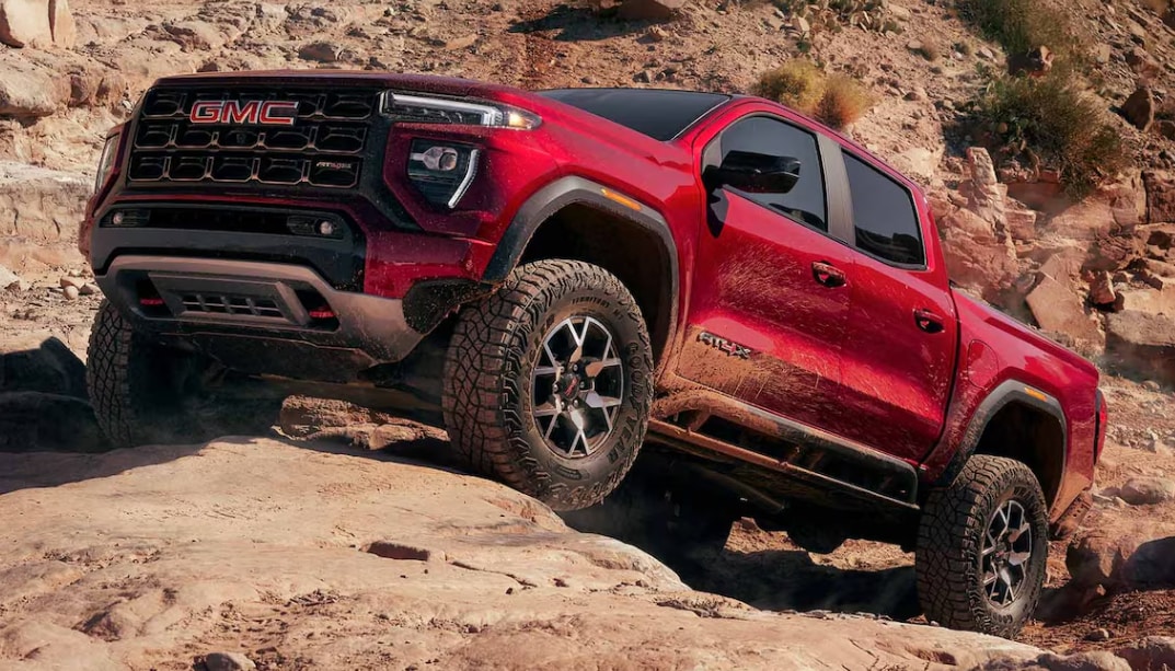 Red 2026 GMC Canyon off-roading