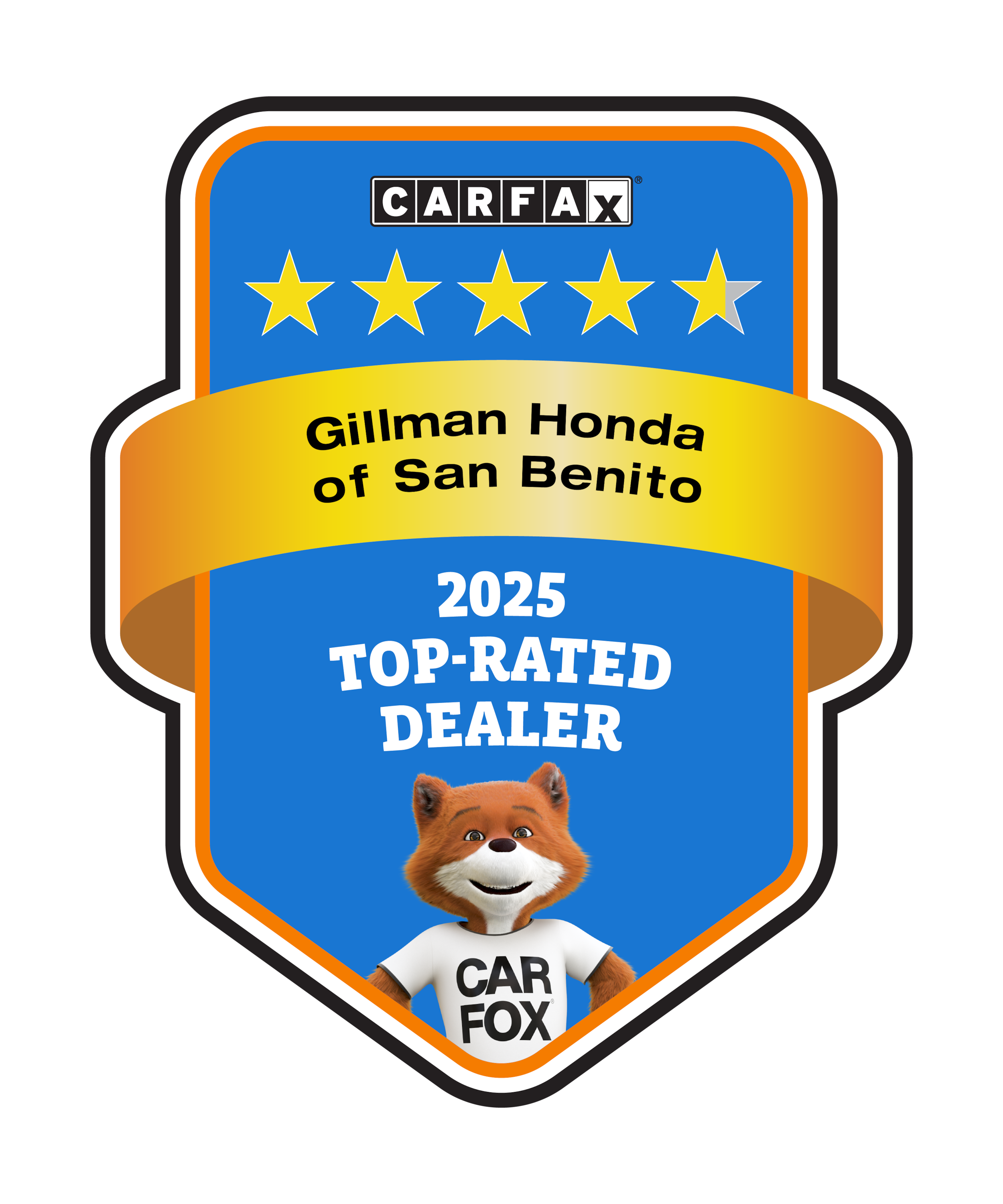 Gillman Honda San Benito 2025 CarFax Top Rated Dealer Award