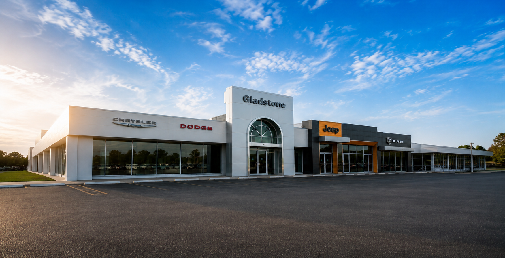 Exterior of Gladstone Dodge Chrysler Jeep Ram in Gladstone, Missouri