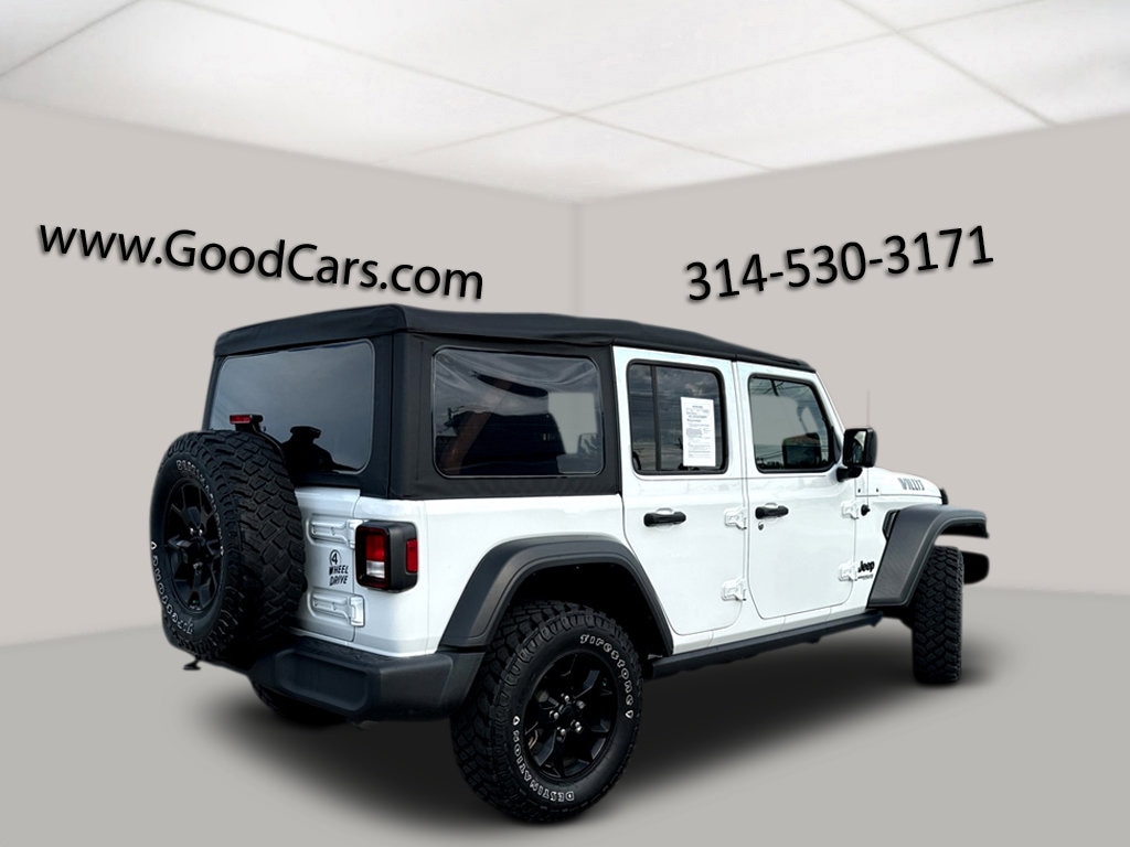 Used 2021 Jeep Wrangler Unlimited Willys with VIN 1C4HJXDN0MW667765 for sale in Glendale, MO