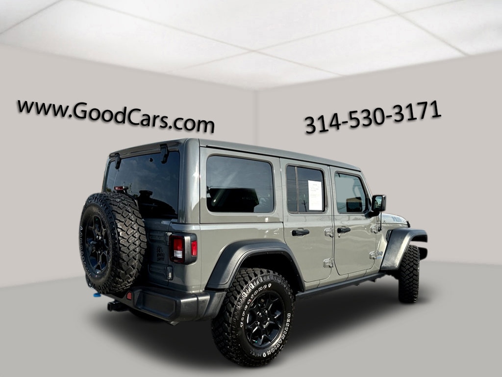 Certified 2023 Jeep Wrangler 4xe Willys 4XE with VIN 1C4JJXN68PW623073 for sale in Glendale, MO