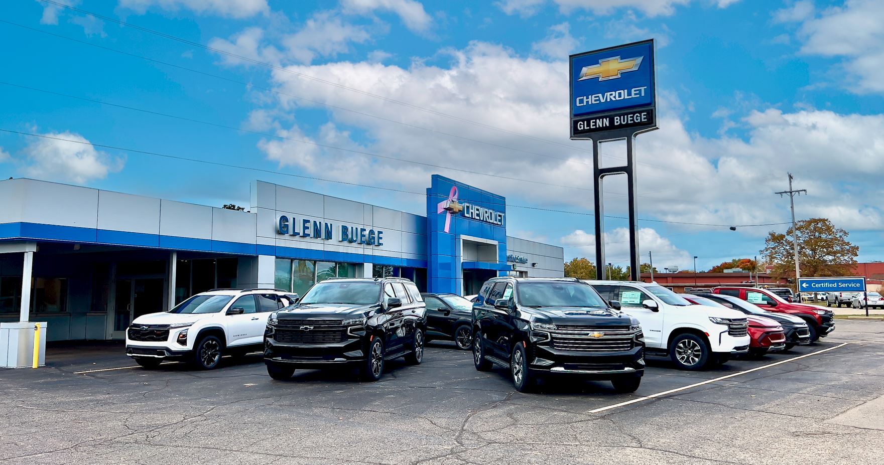 Exterior photo of Glenn Buege Chevrolet's dealership in Eaton Rapids, Michigan