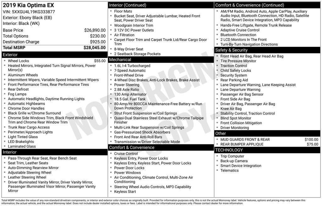 2019 Kia Optima EX's photo
