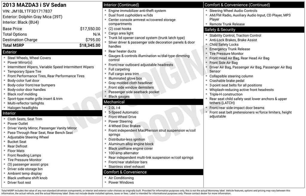 2013 Mazda MAZDA3 i SV