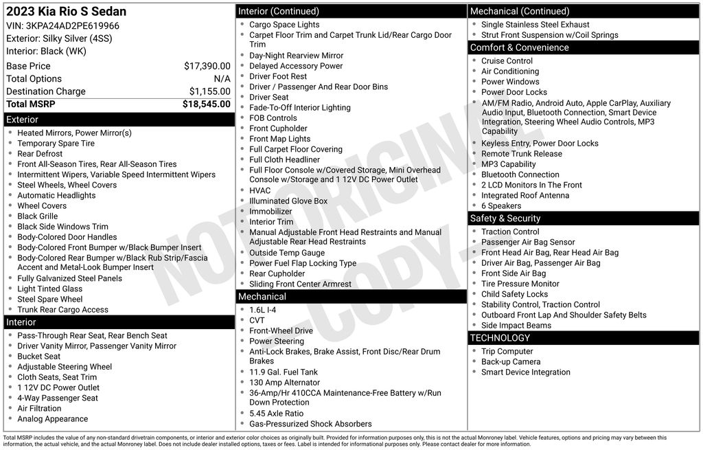 2023 Kia Rio S's photo