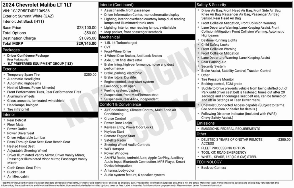 Certified 2024 Chevrolet Malibu LT Sedan