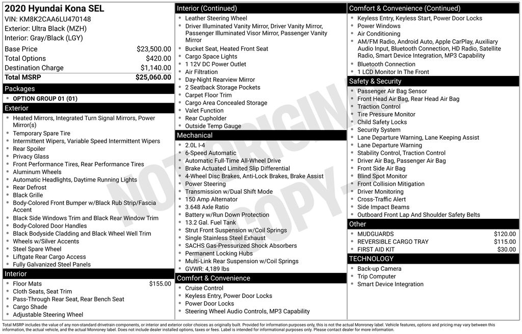 2020 Hyundai Kona SEL Automatic AWD's photo