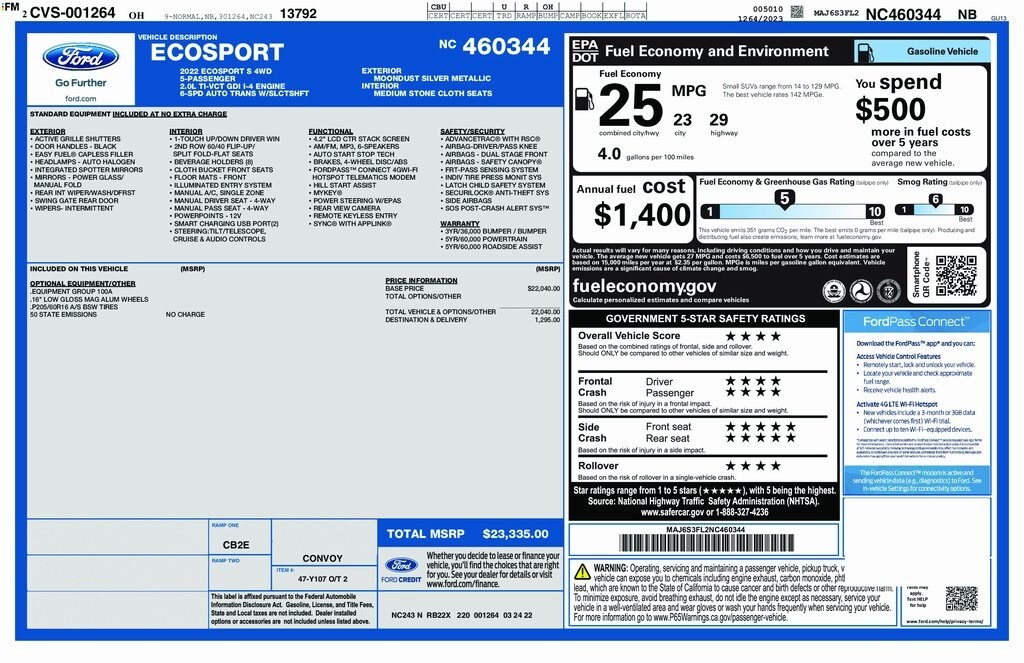 Used 2022 Ford EcoSport S SUV