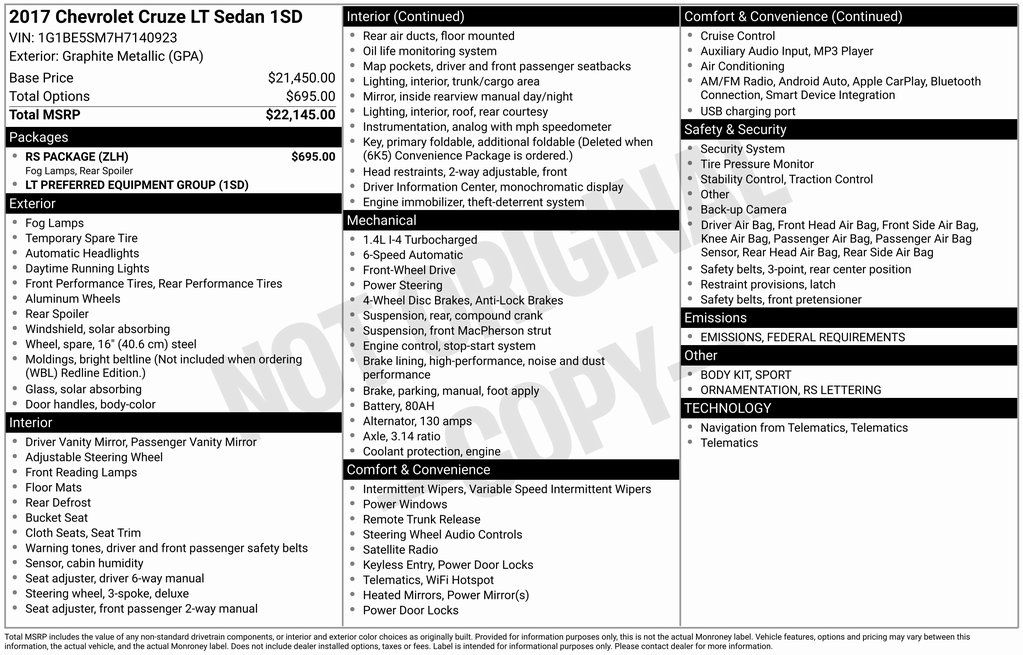 2017 Chevrolet Cruze LT