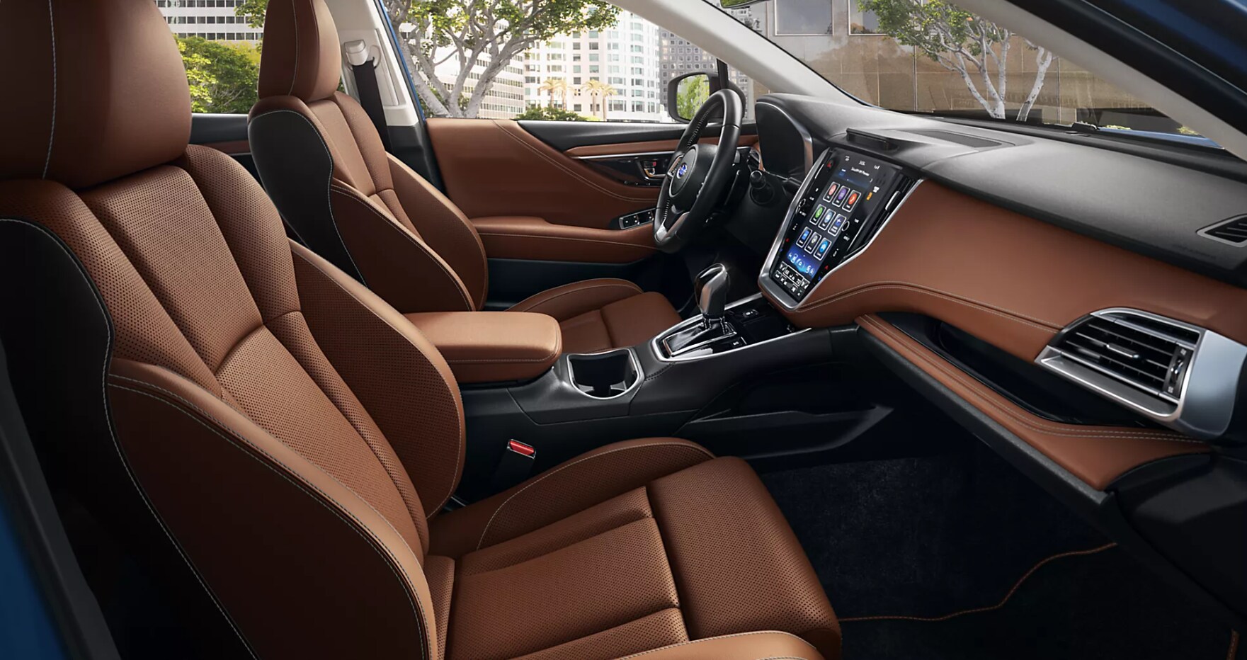 A view of the interior cabin and seating of a 2023 Subaru Legacy