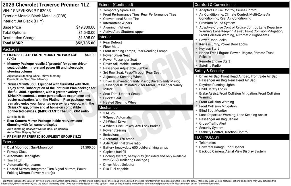 Used 2023 Chevrolet Traverse Premier SUV