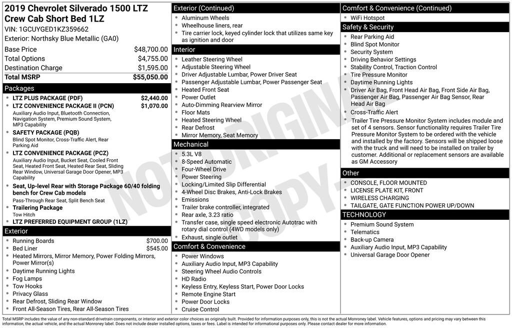 Used 2019 Chevrolet Silverado 1500 LTZ Truck