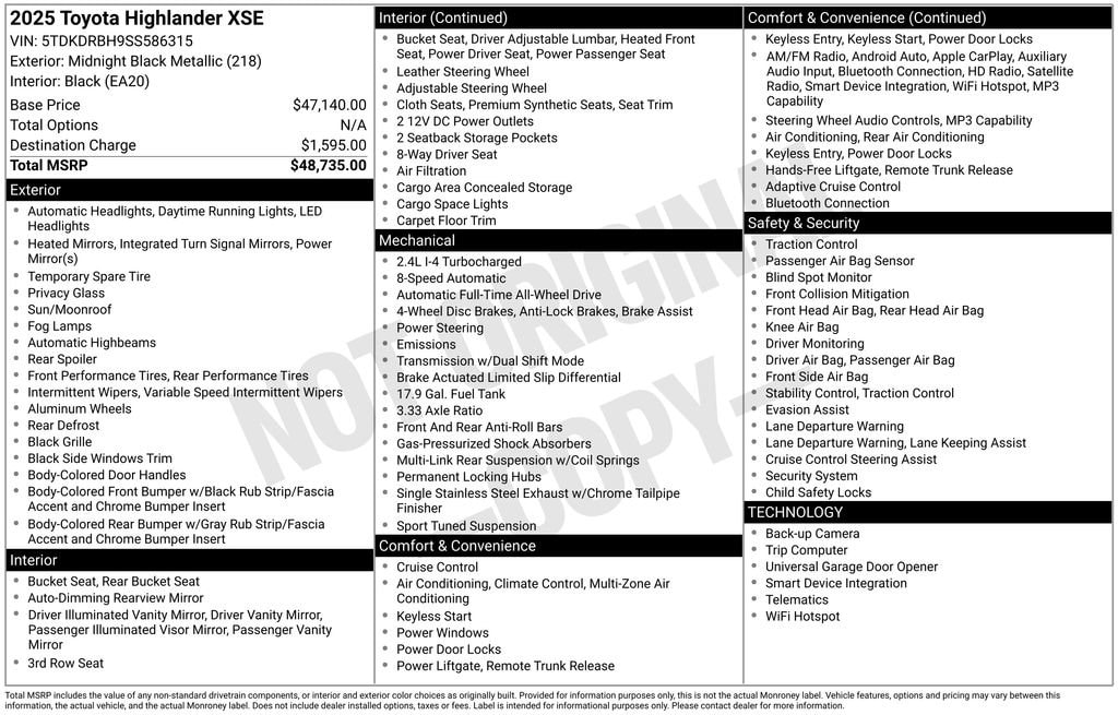 Used 2025 Toyota Highlander LE