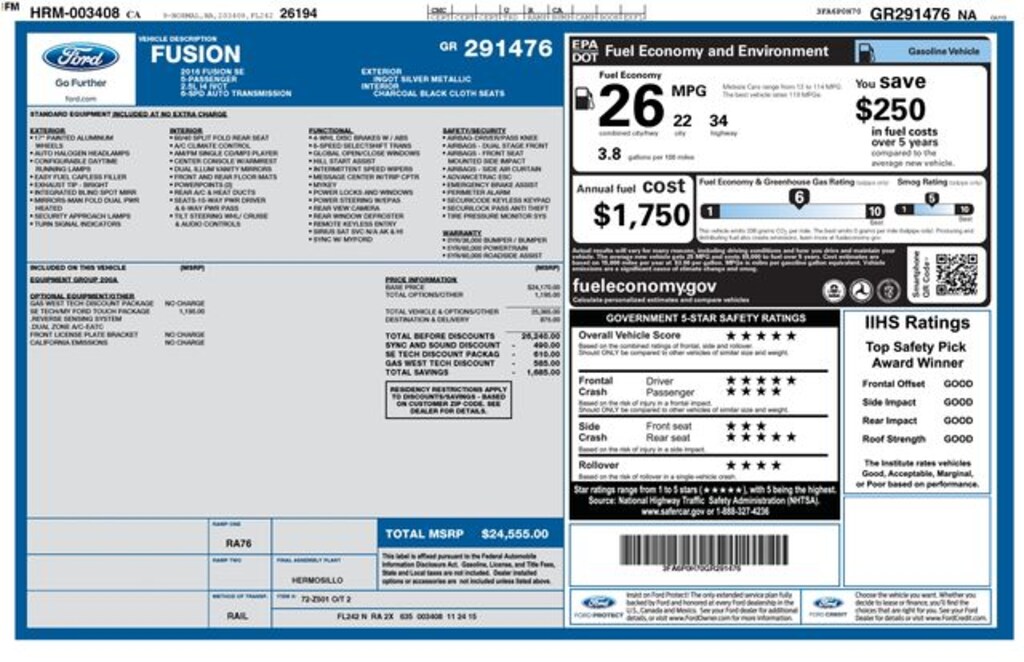 Used 2016 Ford Fusion SE Sedan