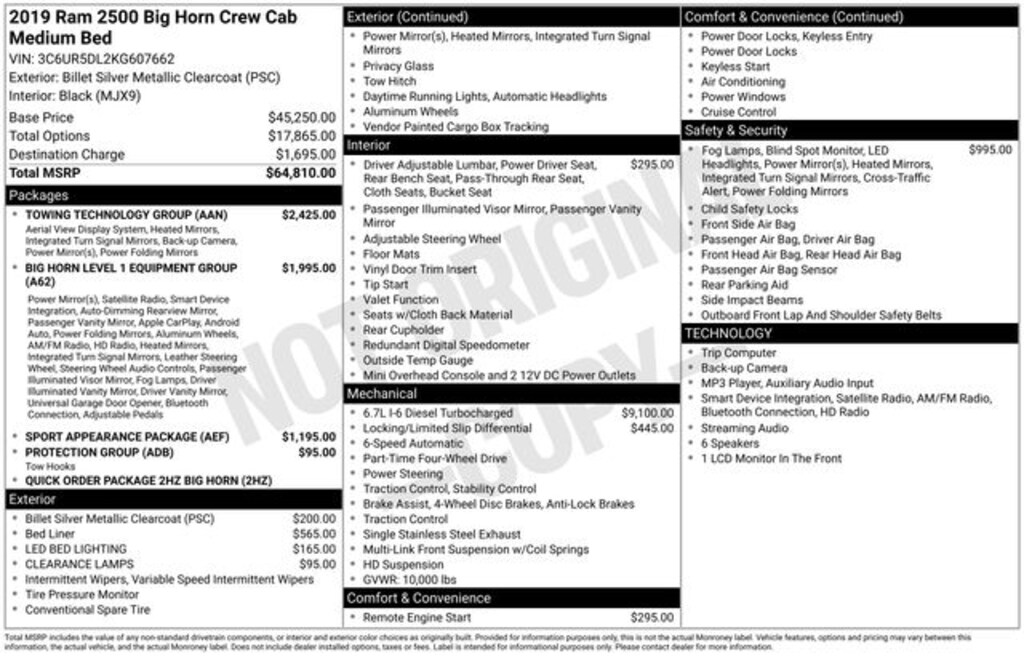 Used 2019 Ram 2500 Big Horn Truck Crew Cab