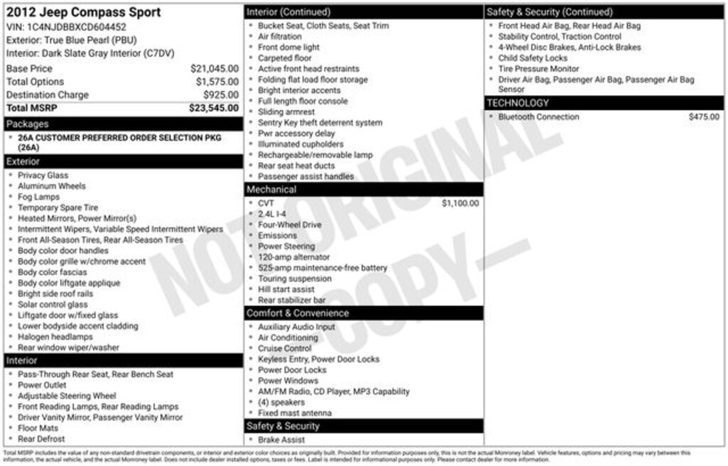 Used 2012 Jeep Compass Sport SUV