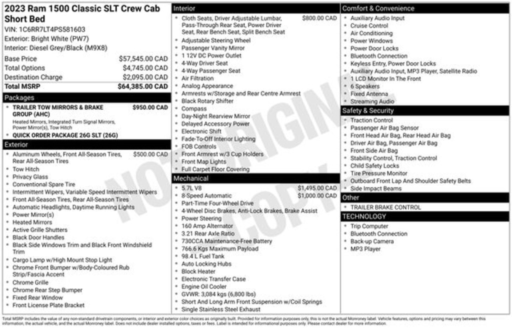 Used 2023 Ram 1500 Classic SLT Truck Crew Cab