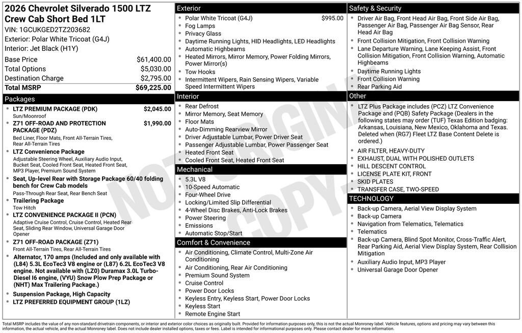 New 2026 Chevrolet Silverado 1500 LTZ Truck