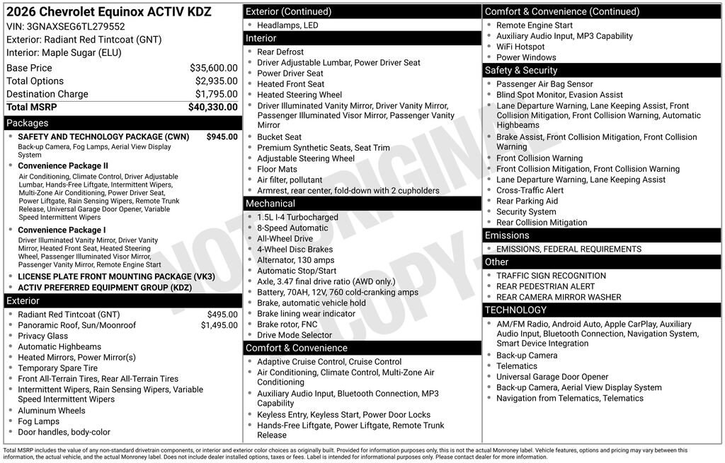 New 2026 Chevrolet Equinox Activ SUV