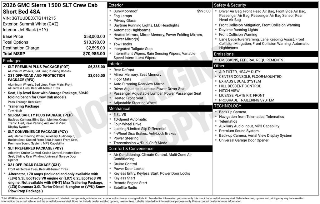 New 2026 GMC Sierra 1500 SLT Truck