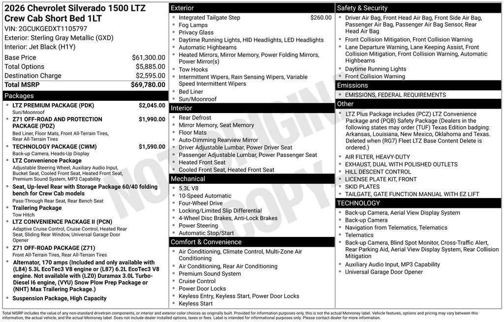 New 2026 Chevrolet Silverado 1500 LTZ Truck