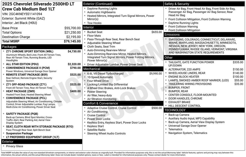 New 2025 Chevrolet Silverado 2500 HD LT Truck