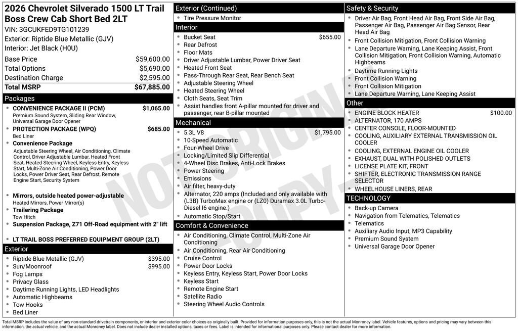 New 2026 Chevrolet Silverado 1500 LT Trail Boss Truck