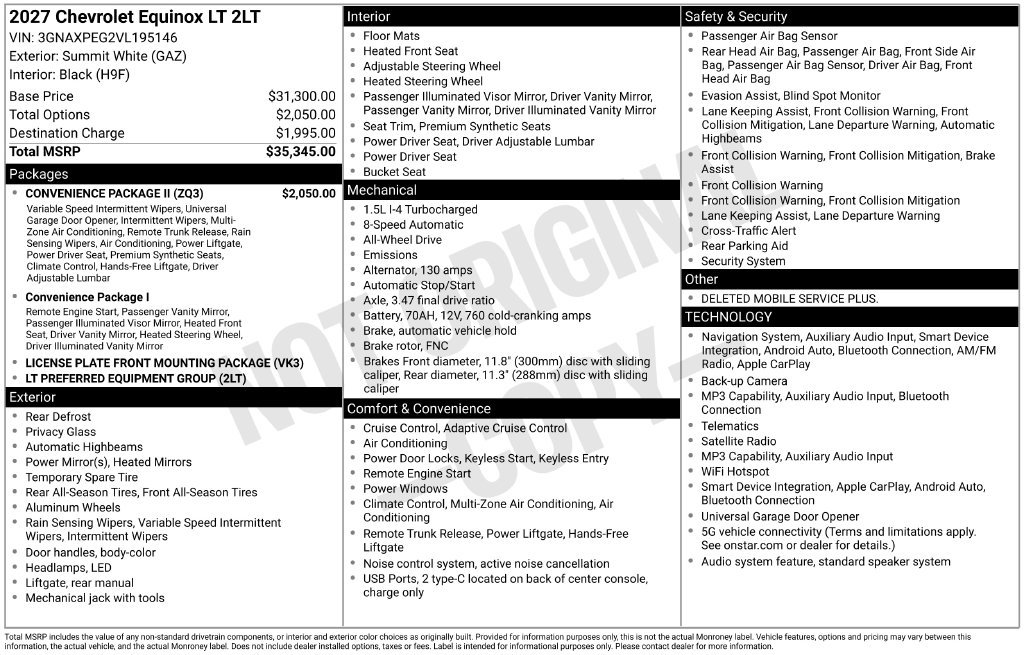New 2027 Chevrolet Equinox LT SUV