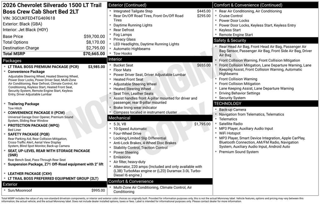 New 2026 Chevrolet Silverado 1500 LT Trail Boss Truck