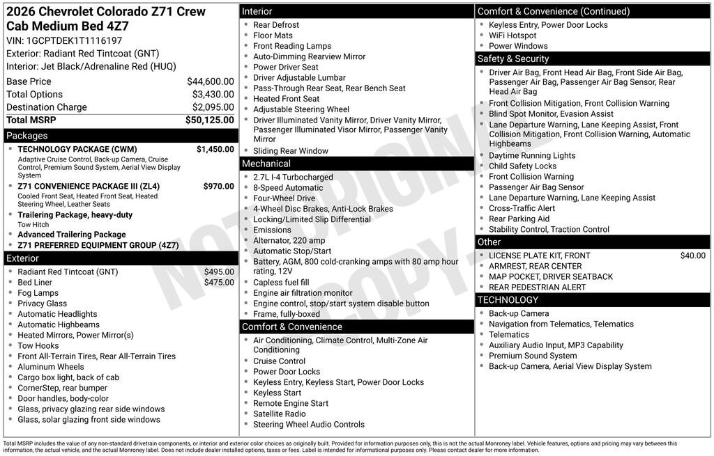 New 2026 Chevrolet Colorado Z71 Truck