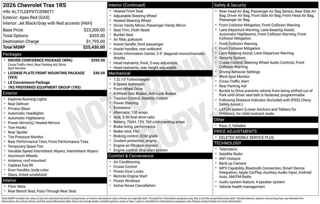 New 2026 Chevrolet Trax 1RS SUV