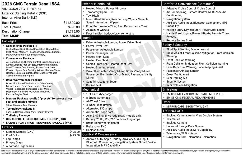 New 2026 GMC Terrain Denali SUV