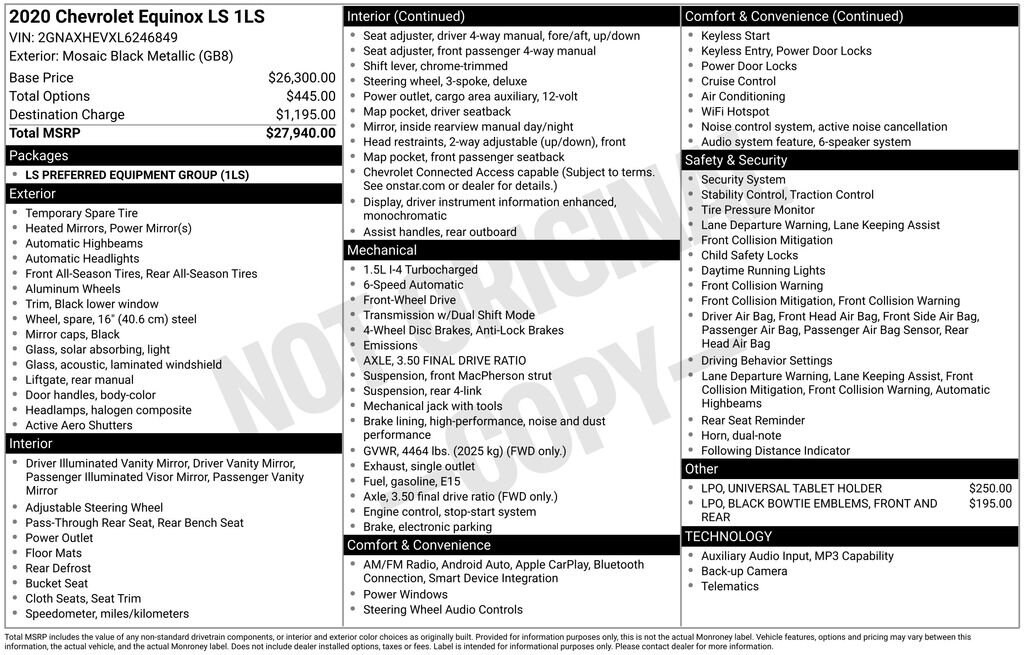 Used 2020 Chevrolet Equinox LS SUV