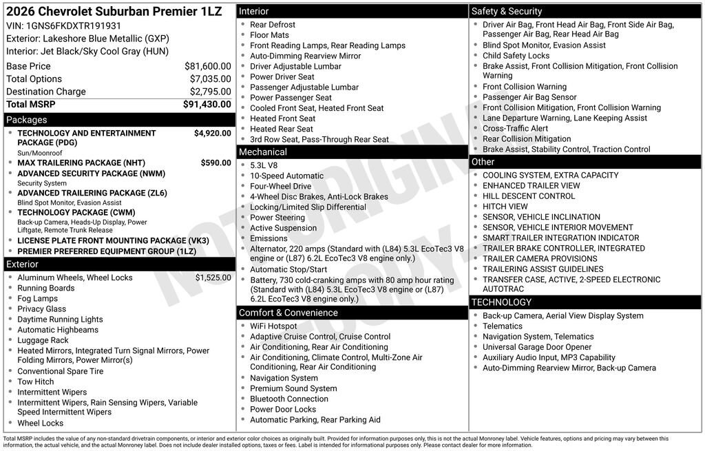 New 2026 Chevrolet Suburban Premier SUV