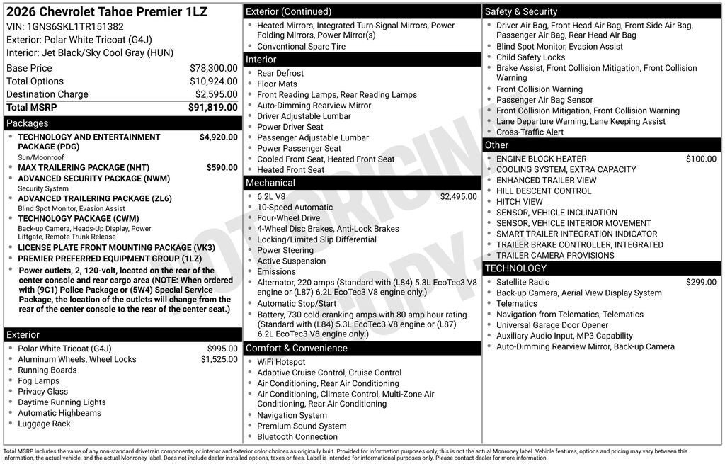 New 2026 Chevrolet Tahoe Premier SUV